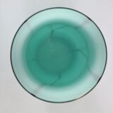 Ensemble trois vases en verre vert de Murano, vintage