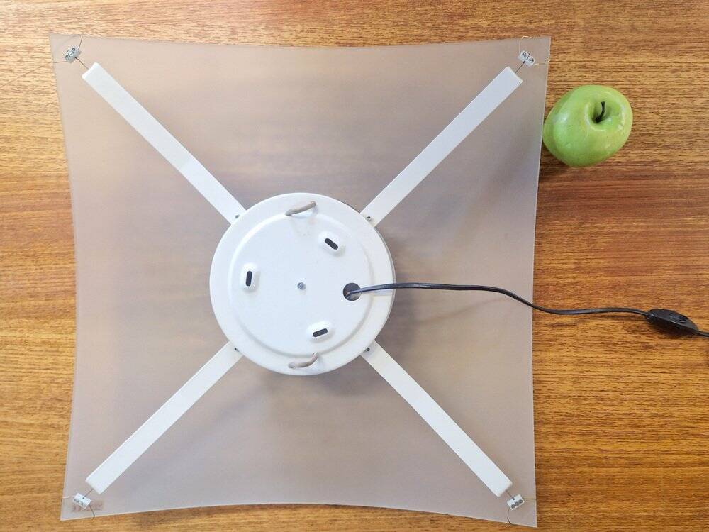 Vibea Quadra Ceiling Lamp in Ice Glass and Brass, 1970s