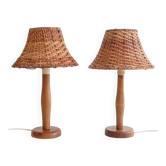 Paire de lampes de table en pin suédois des années 1960 par Ikea — Moderne organique du milieu du siècle