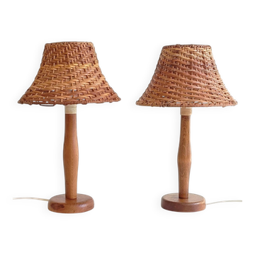 Paire de lampes de table en pin suédois des années 1960 par Ikea — Moderne organique du milieu du siècle