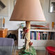 Large ceramic lamp with slip decoration signed F.D.