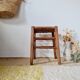 Tabouret de ferme ancien en bois et paille