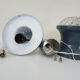 Vintage blue and gray pendant lamp in metal and plastic year 70