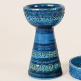 Blue vase candlestick Bitossi, aldo Londi design