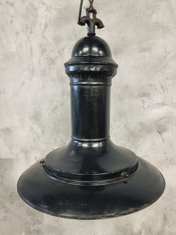 Lampe à suspension Philips antique émail noir diam 50 cm