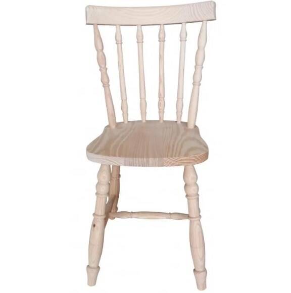 Retro chair in raw solid pine with turned spindles.