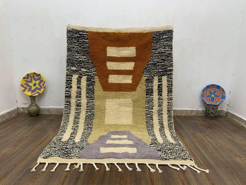 Traditional handmade wool rug, size 100 x 200 cm