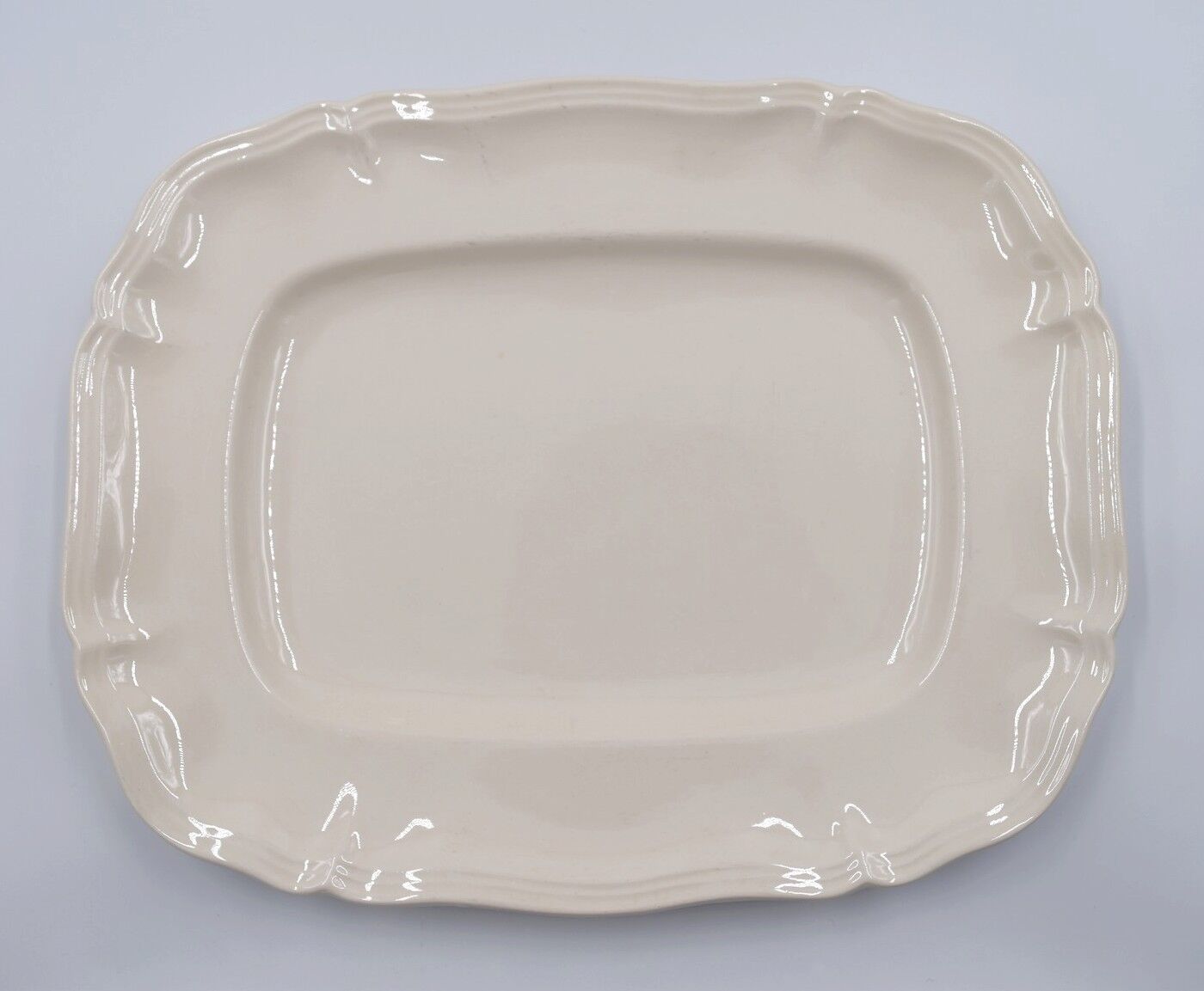 Rectangular dish with edged edge in Sarreguemines earthenware model Ivory