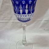 6 crystal blue foot glasses St Louis, 1970-80