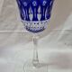 6 verres à pieds bleu cristal St Louis, 1970-80