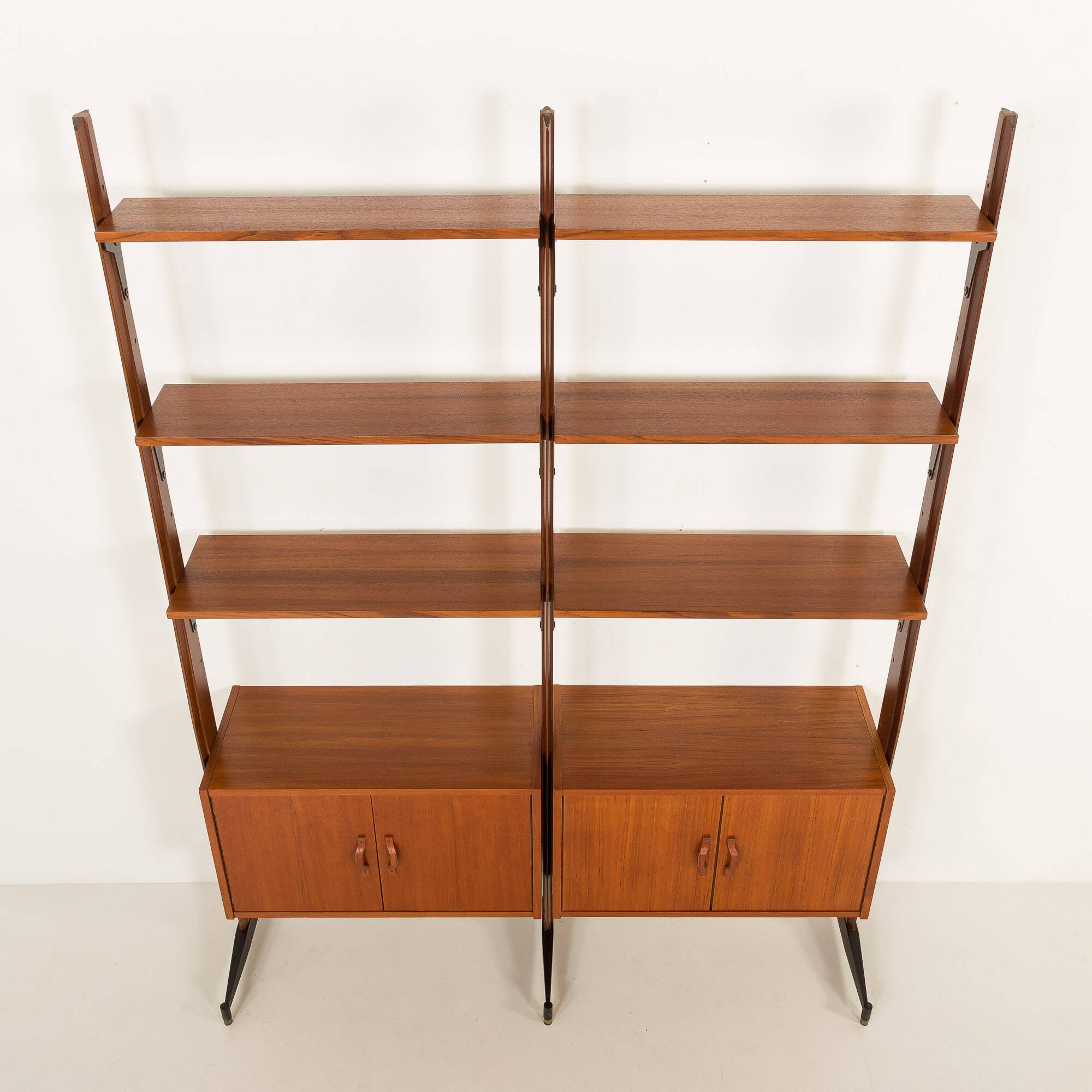 Italian free standing wall unit in teak, 1960s