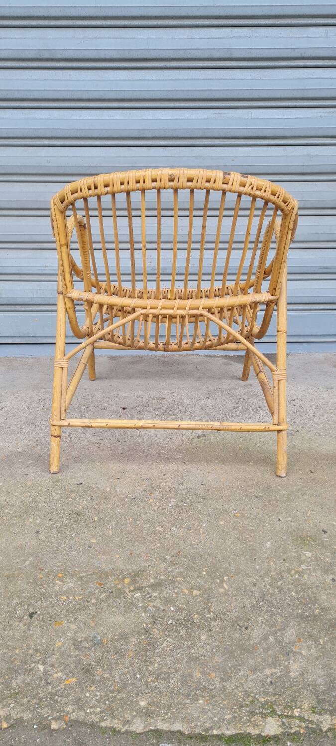 Rattan shell armchair 1960