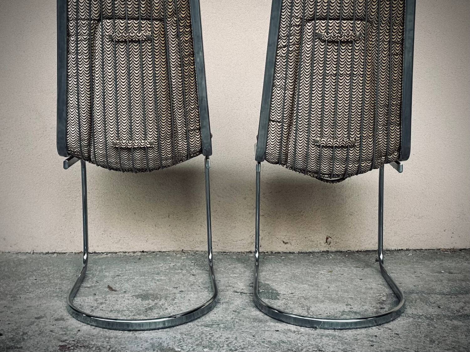 Vintage sled chair by Gastone Rinaldi in chrome wire, 1970s made in Italy