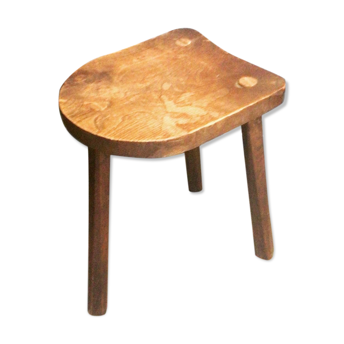 Brutalist wooden milking stool made of solid wood