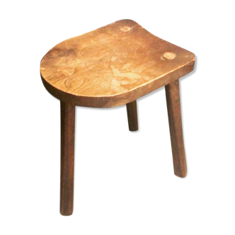 Brutalist wooden milking stool made of solid wood