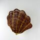 Pair of shell-shaped wicker wall sconces – rattan & brass, circa Italy 1970