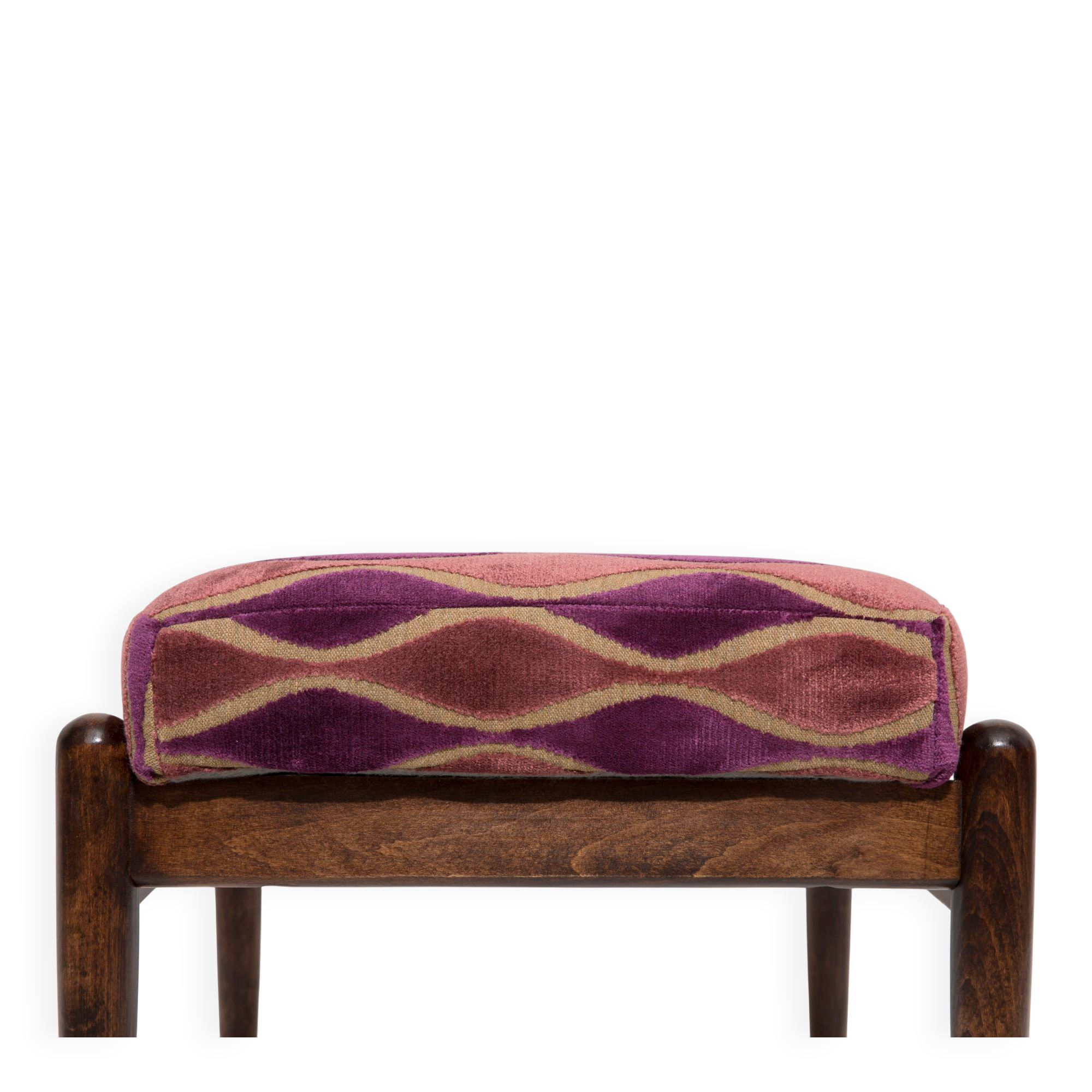 Vintage pink velvet stool mid-century, Edmund Homa, 1960