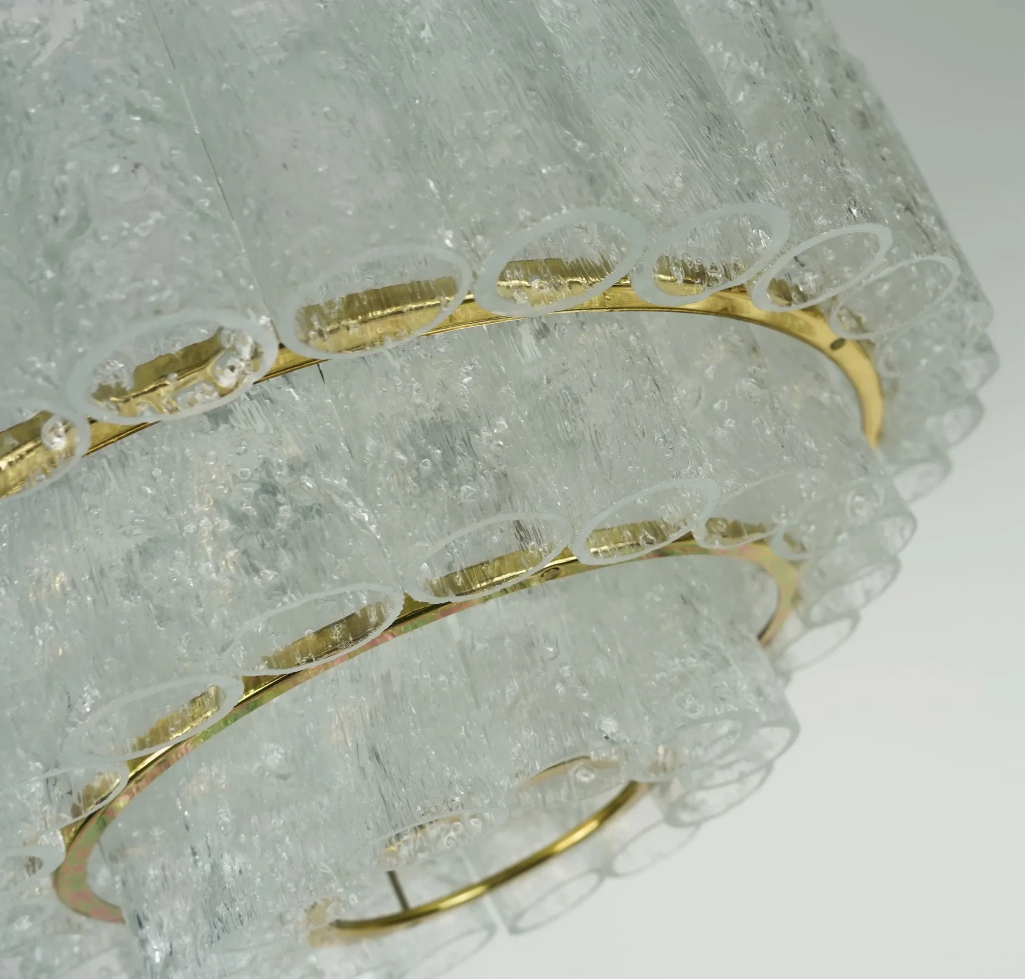 1960s vintage mid century doria ice glass CHANDELIER with 63 glass tubes