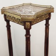 Auxiliary table made of wood, marble and brass, France 1950