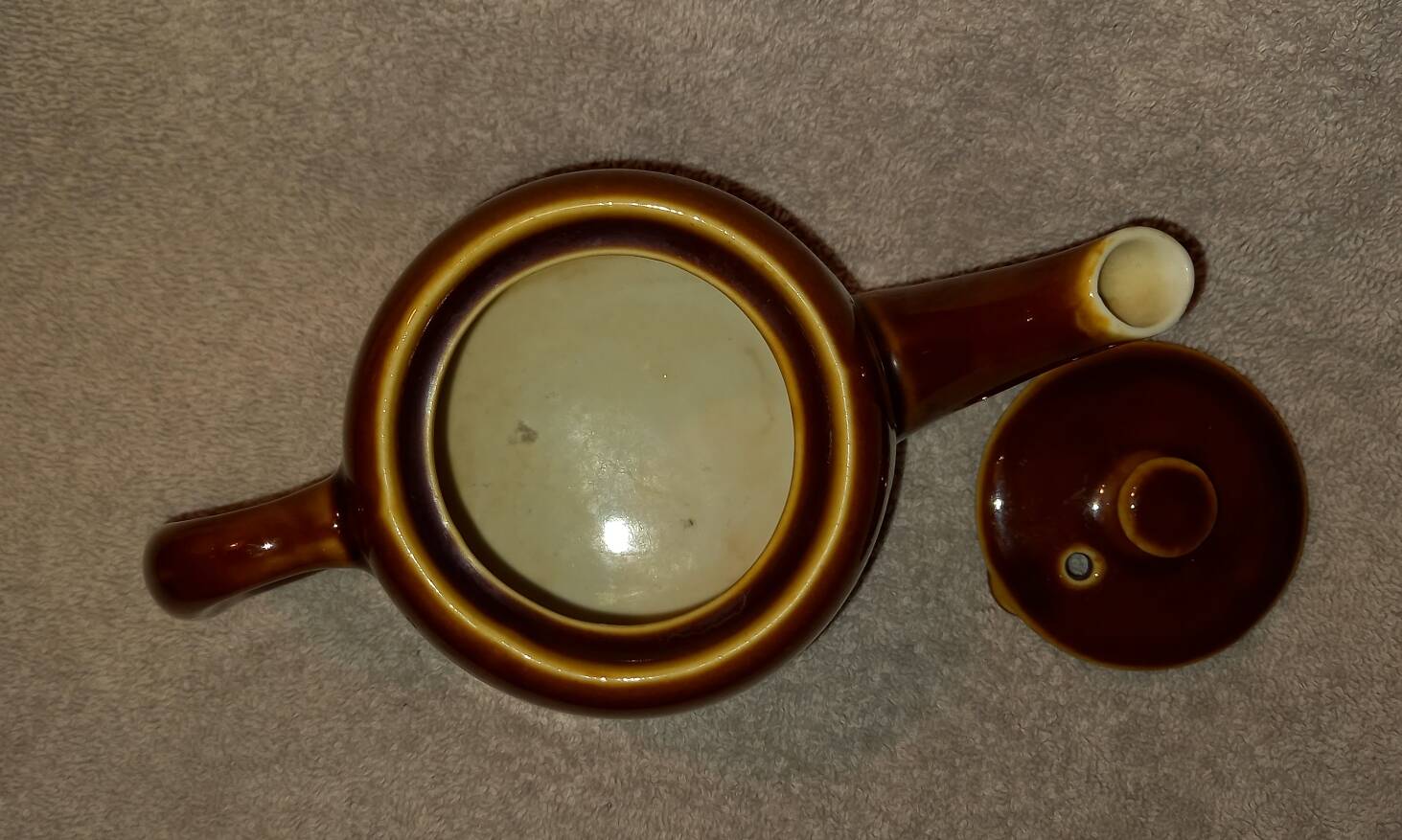 1960s vintage chocolate brown glazed ceramic teapot