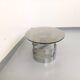 Vintage oval coffee table in smoked glass and chrome metal from the 1970s.