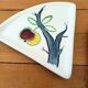 2 Flat Ceramic Bowls, Matte Glazed Terracotta, Vintage 1960s