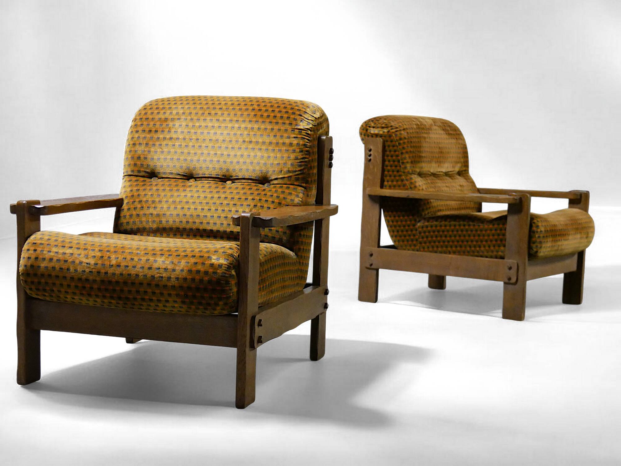 Brutalist Armchair Pair - Vintage 1950s 1960s