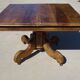Square dining table, central leg, seats 8