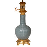 Pair of lamps in celadon porcelain and bronze, circa 1880