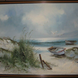 Seascape boats dunes of Sauveterre, Vendée , signed H Gailey