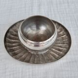 Silver cockerel with saucer