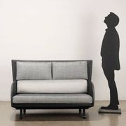 1980s vintage velvet and faux leather sofa with pillowcases, Italy.