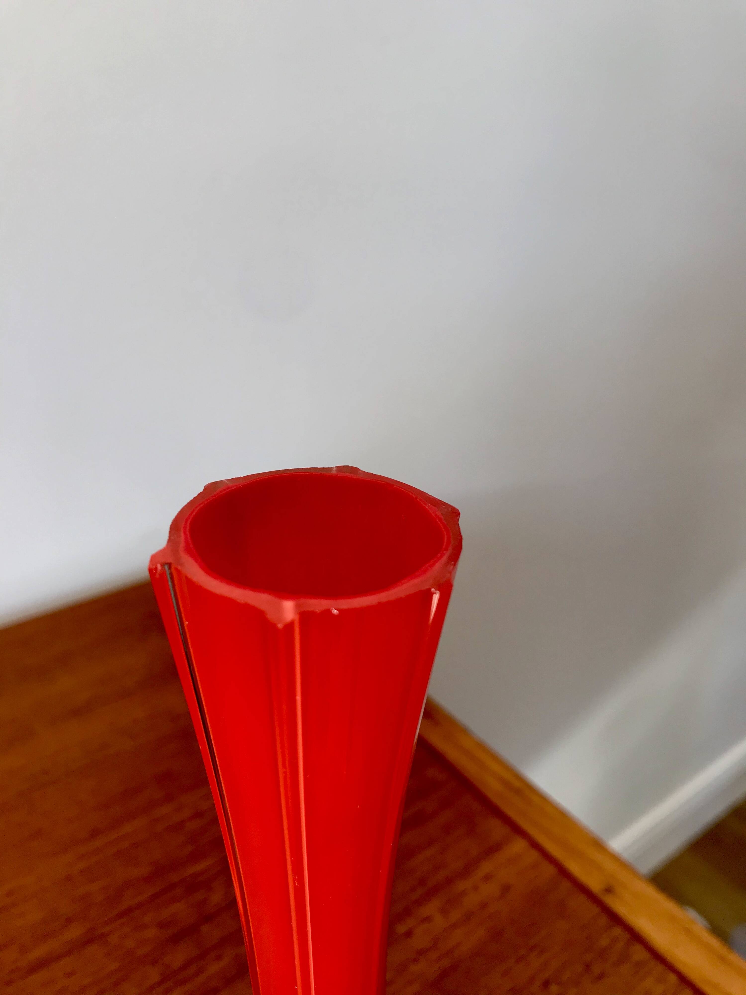 Red opaline vase from the 50s and 60s