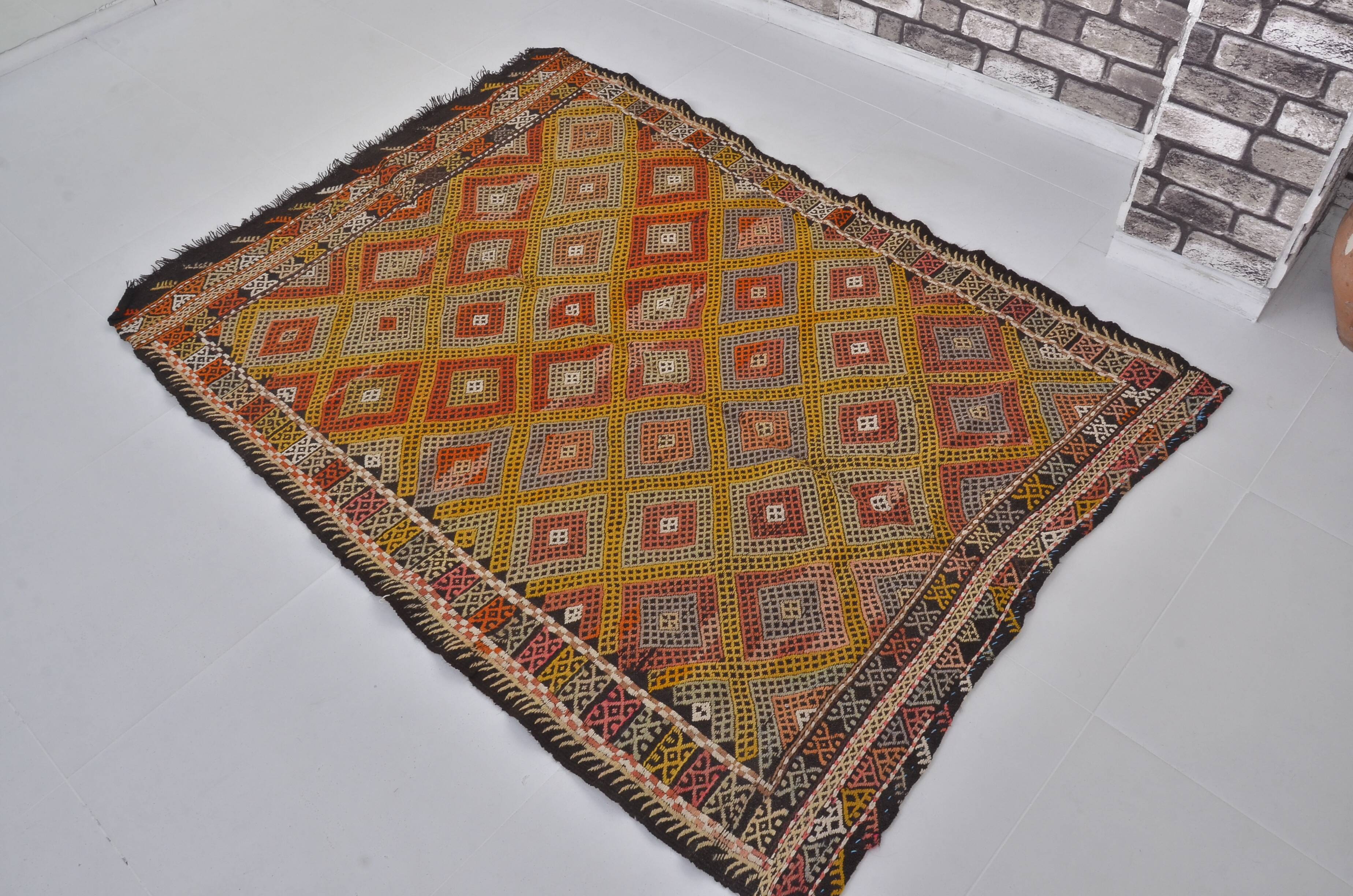 Geometric Turkish Handwoven Kilim Rug sku1628
