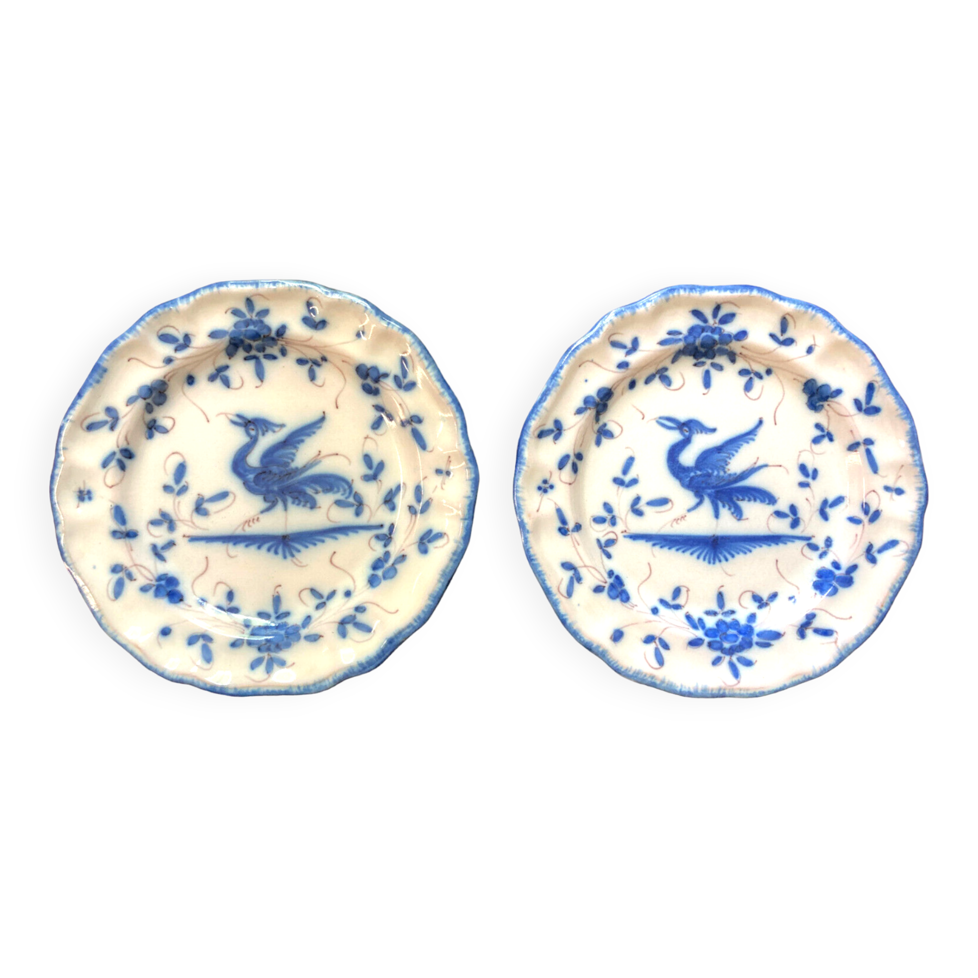 2 plates faience of Moustiers - blue decoration in the taste of the eighteenth