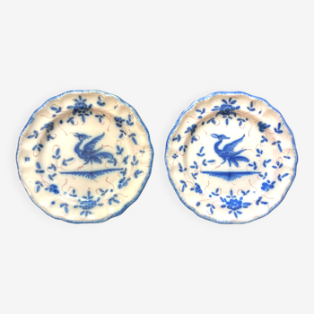 2 plates faience of Moustiers - blue decoration in the taste of the eighteenth