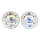 2 plates faience of Moustiers - blue decoration in the taste of the eighteenth