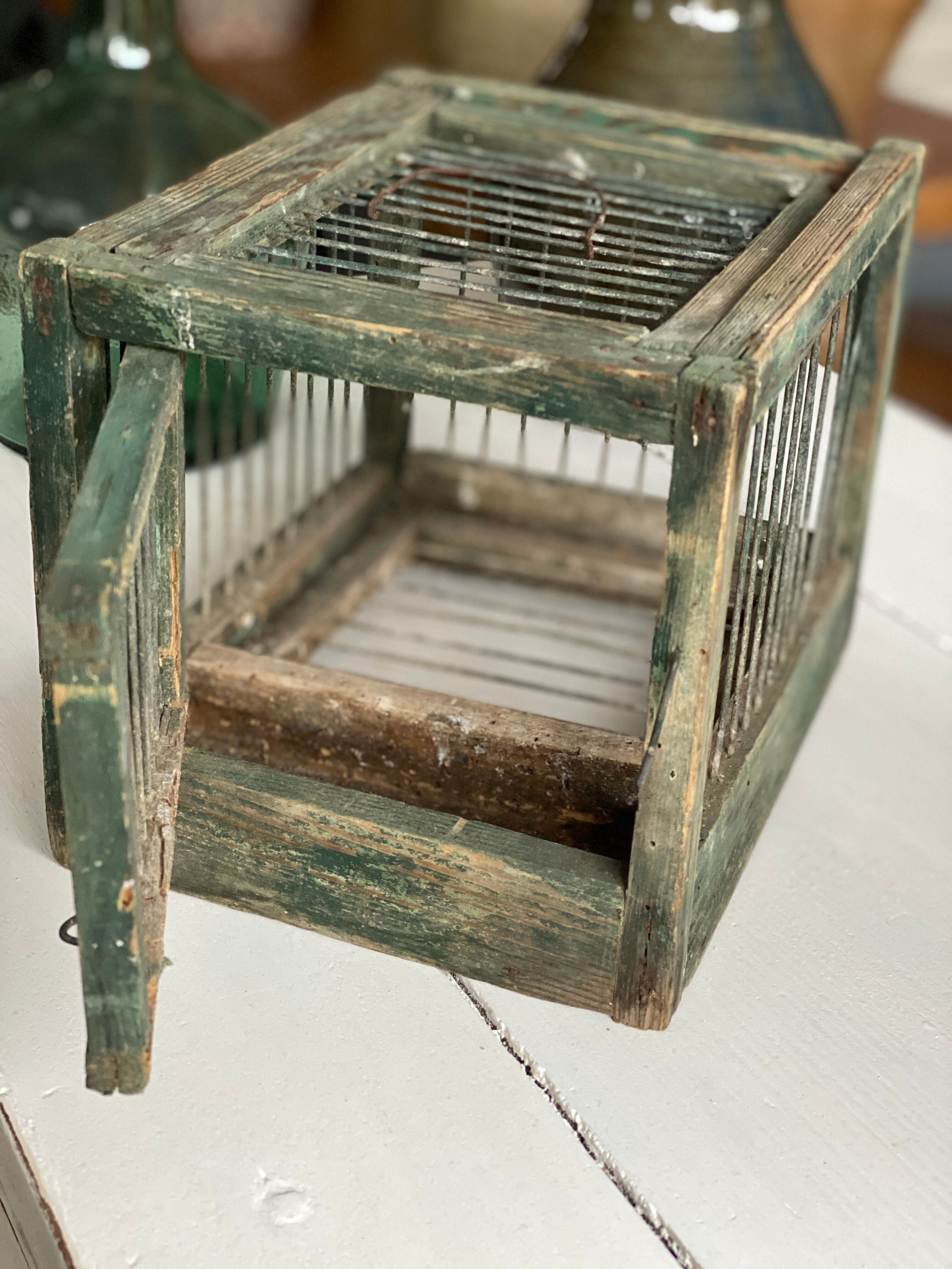 Cage à oiseaux en bois et acier