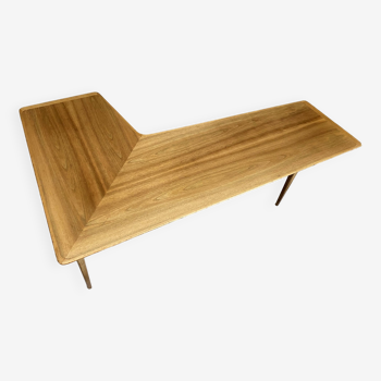 Table basse XXL en bois forme boomerang années 1960 scandinave