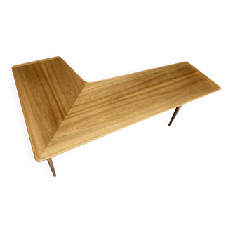 Table basse XXL en bois forme boomerang années 1960 scandinave