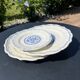 Lot - 3 assiettes en Gien bleu et blanche
