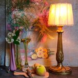 Lamp foot turned carved antique patina