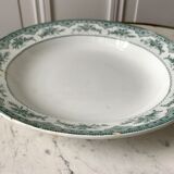 Round dish Terre de Fer earthenware of Onnaing model "Roses Mousses" late nineteenth