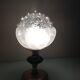 Pair of bubbled glass globe bedside lamps / vintage 60s-70s