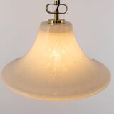 Large suspended brass luminaire from Limburg with opaline glass, Germany, 1970s.
