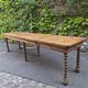 Antique French draper's table in oak, shop counter, work table, 6 feet, circa 1750–1850.
