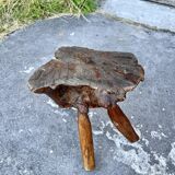 Tabouret Billot en Bois Massif – Sculpture Organique H54cm