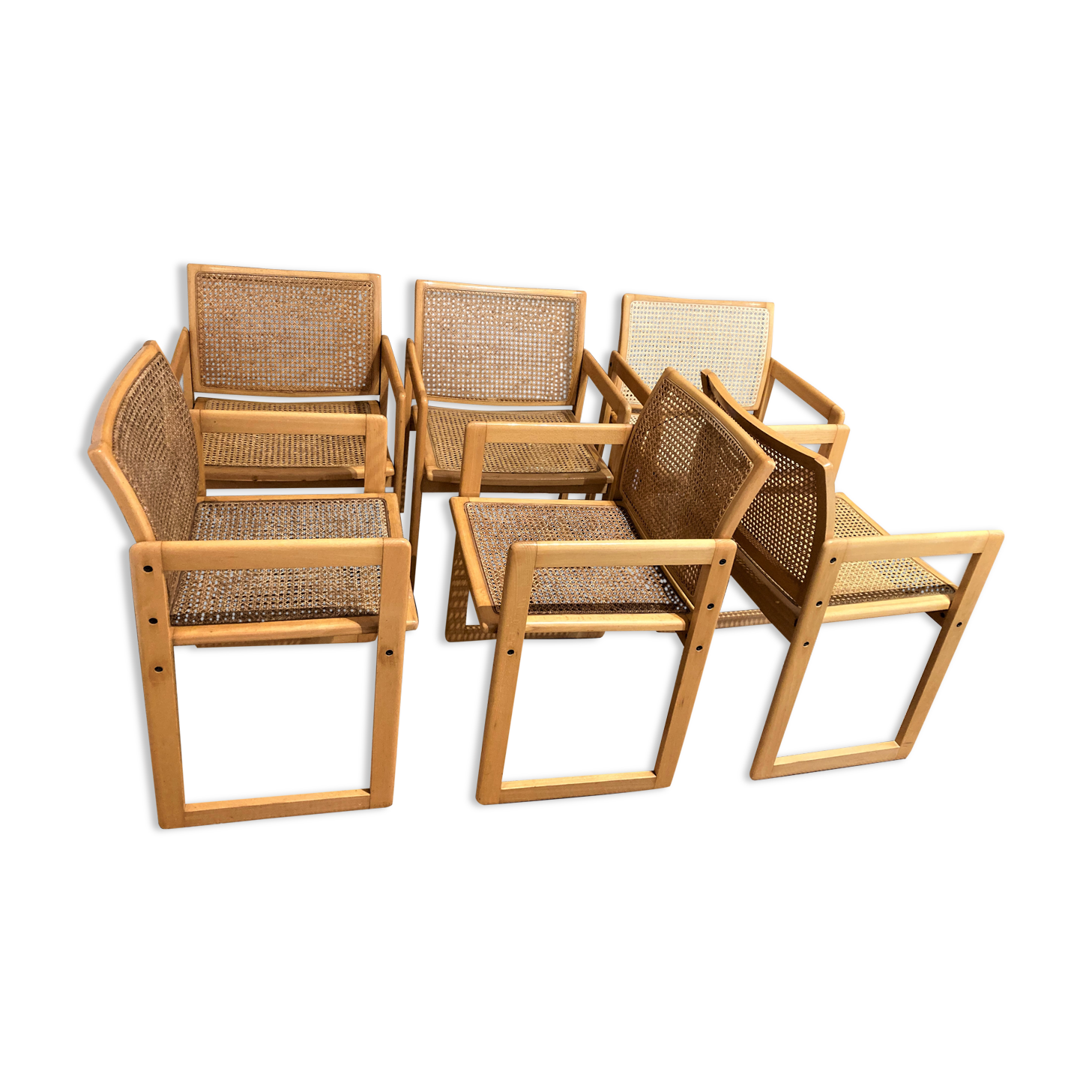 6 chaises cannées
