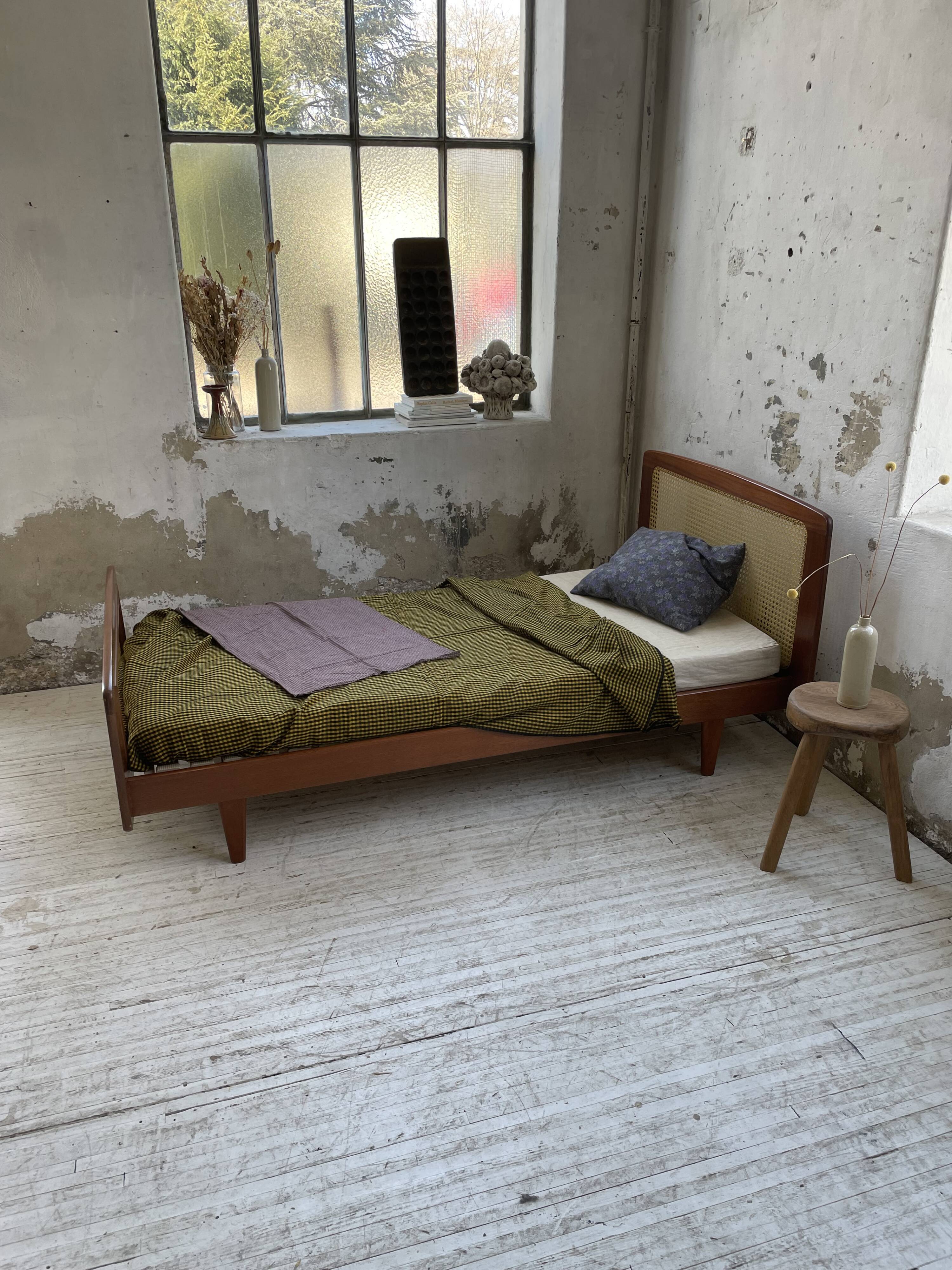 Lit Roset SNA teck et cannage 1 place