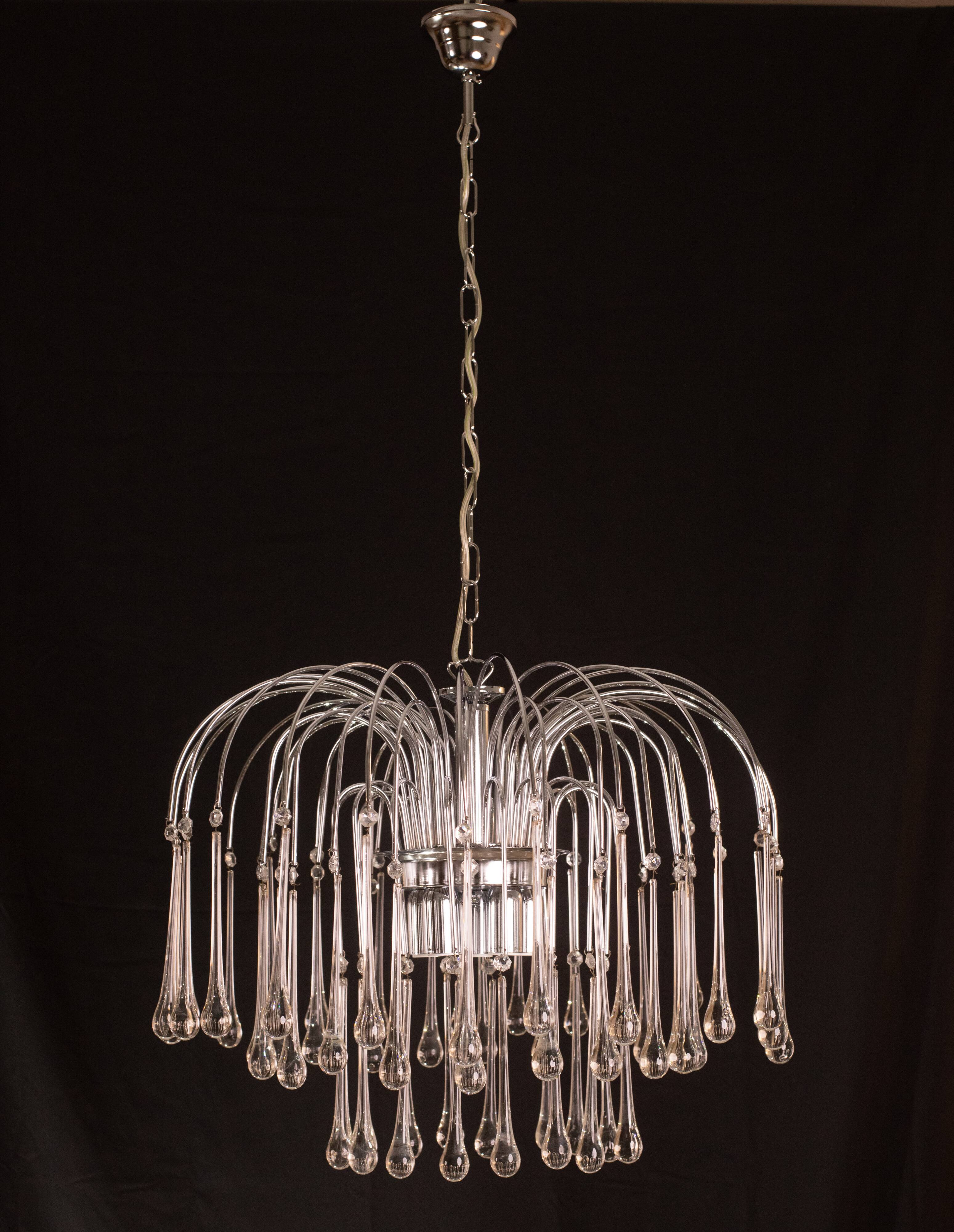 Lady Isabelle Murano Chandelier White Drops, 1980s